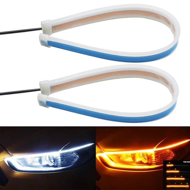 Striscia segnale di svolta auto diurna corsa luce LED DRL bianco e giallo flessibile 2 pz
