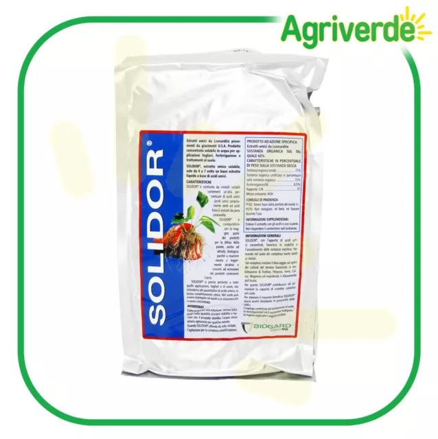 Concime Estratti Umici da Leonardite in Cristalli Solubili SOLIDOR 1 Kg Biogard