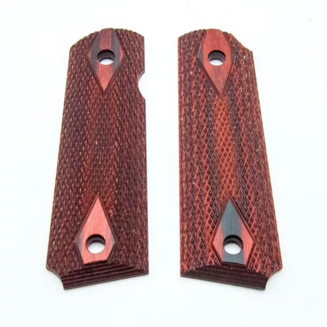 Full Size 1911 Rosewood Laminate Double Diamond Grip No Ambi