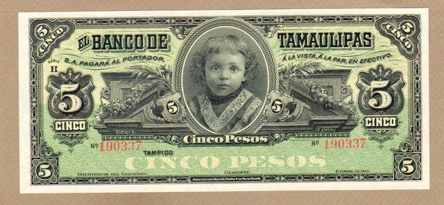 MEXICO: 5 Pesos Banknote,(UNC),P-S429r, 1902, No Reserve!