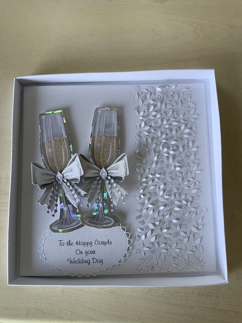 HANDMADE LUXURY PERSONALISED Wedding Day Card Boxed (white) £11.07 ...