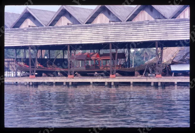 Sl68  Original slide 1970's  Hong Kong ornate long boat under cover 671a