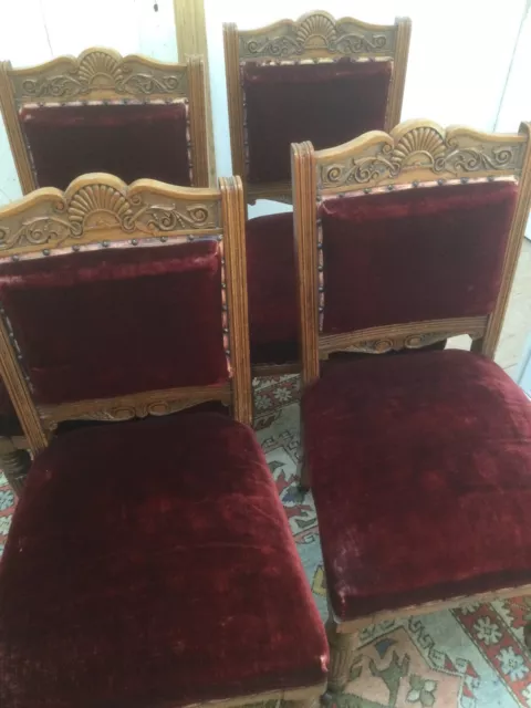 Antique Victorian carved oak dining/drawing room chairs