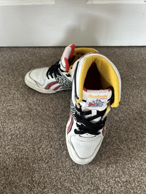 REEBOK CLASSIC PRO Legacy Mid Leopard Black White Red Yellow Size UK 5 24.99 PicClick UK