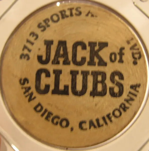 VINTAGE JACK OF Clubs San Diego, CA Wooden Nickel - Token California ...
