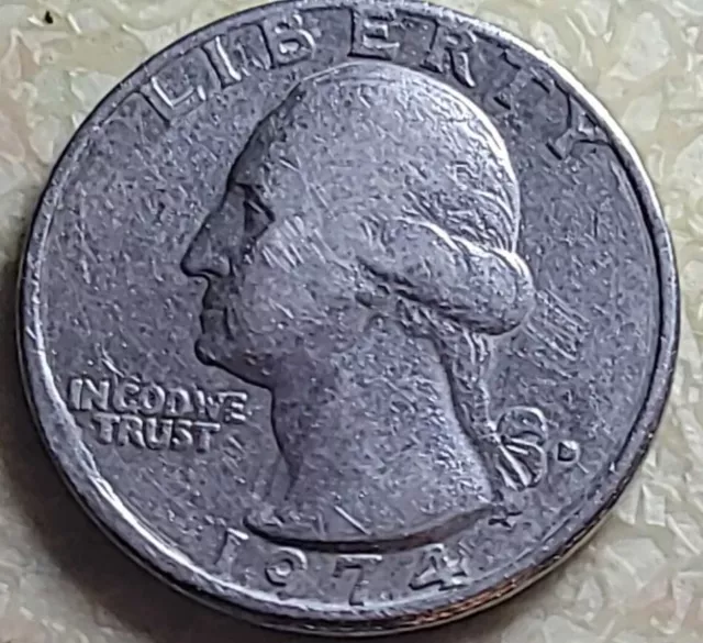 1974 d quarter Letters touching, Filled in mint mark. Letters. letterson rim