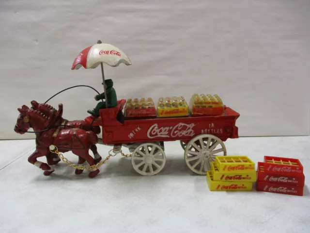 Coca Cola Horse Drawn Wagon Cast Iron Bank