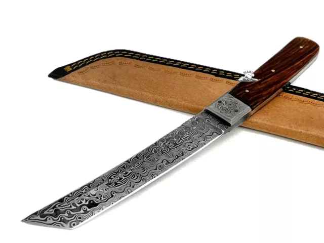 Coltello Artigianale Da Caccia Lama In Acciaio Damasco Lama Fissa Tanto Legno