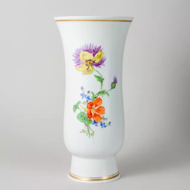 Meissen Vase Bunte Blume 3 23,5 cm 1. Wahl Neuwertig