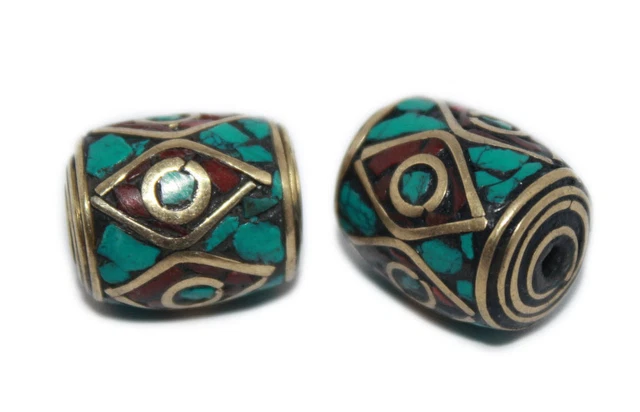 Nepalese Beads Handmade Beads Coral Turquoise beads Tribal beads Tibetan beads