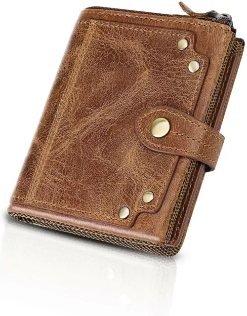 Portefeuille homme, portefeuille de blocage RFID en cuir véritable homme, porte-carte de crédit...