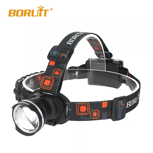 BORUiT Zoom LED Headlamp Head Torch Lamp Light Headlight 3 Modes Flashlight Work