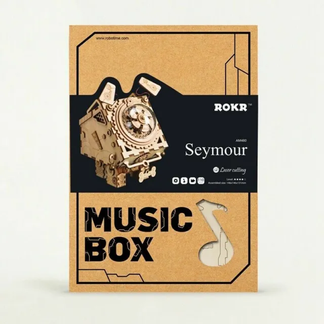 ROKR - Seymour Musique Boîte Bois DIY Mécanique Gear Modélisme Kit AM480 2