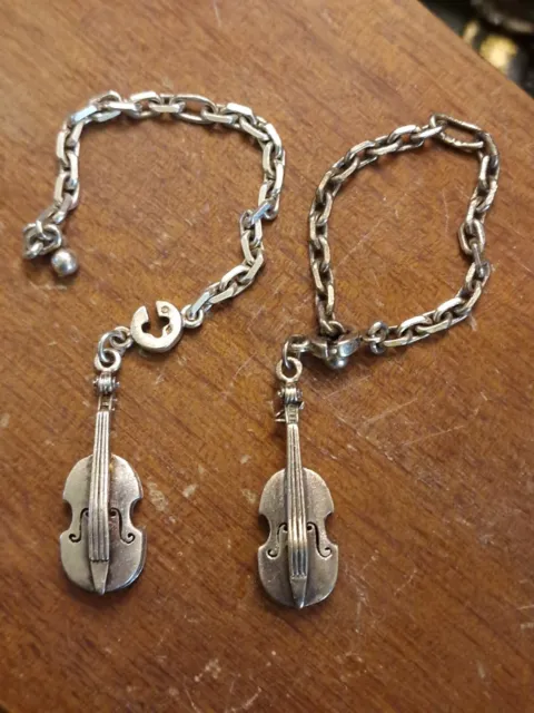 Porte-clé "violon" vintage en argent massif - Vintage sterling silver "viiolin" 