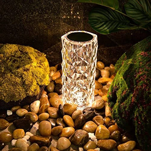 Crystal Table Lamp 3 Color Changing Rose Diamond Night Light Led Usb Nightstand