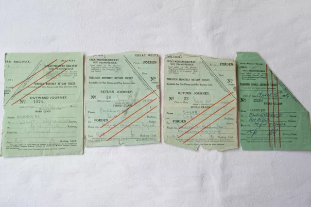 1940s GWR Railway Train Ticket x4 Great Western Railway