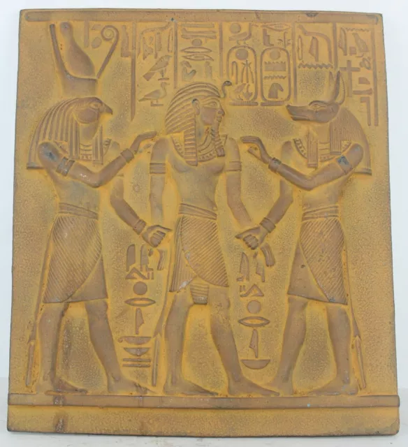 Antike ägyptische antike seltene Stele Anubis und Ramses II. und Horus
