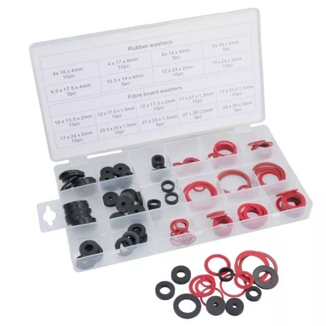 141pc Sealing Washer Assortment Set Rubber and Fibre Seal Plumbers Washers