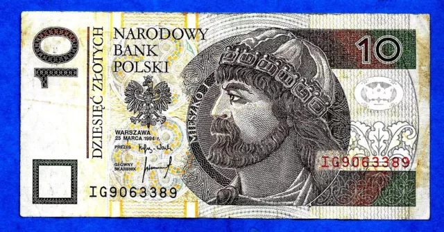 Poland P173 10 Zlotych PRINCE MIESZKO Polish People Republic Issue 25.3.1994 VF