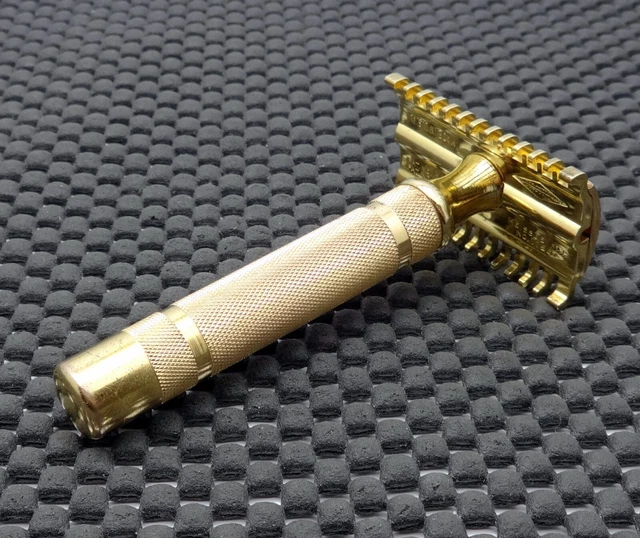 Vintage 1930's Gillette NEW Long Comb 3 Piece DE Safety Razor Clean! 3