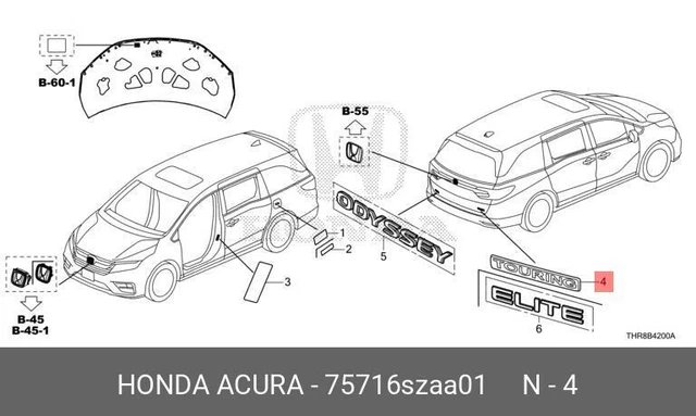 GENUINE OE EMBLEM Name Plate Plastic 75716SZAA01 for Honda 75716-SZAA01 ...