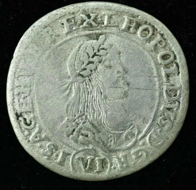 1670 Austria Leopold 6 Kreuzer Coin - Silver - 26Mm 3Grams