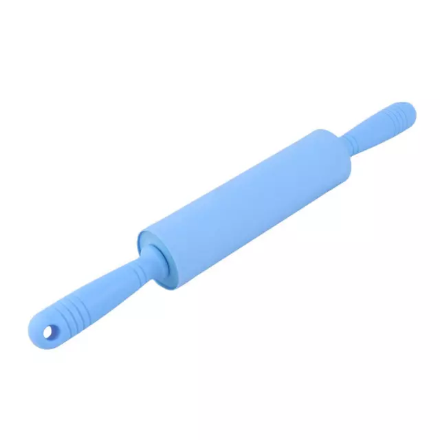 Home Kitchen Silicone Surface Nonstick Dough Rolling Pin Blue 20cm Roller Length