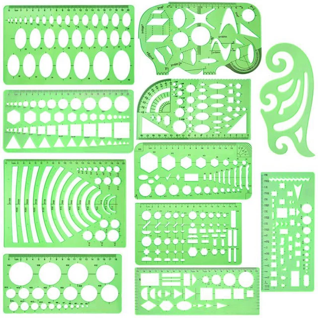 Plastic Circles Square Geometric Template Ruler Stencil Measure Tool Students