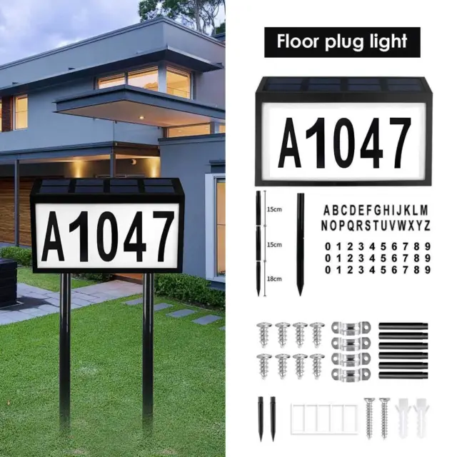 Número de casa solar luz LED placa de puerta hágalo usted mismo nombre de calle con letras y números