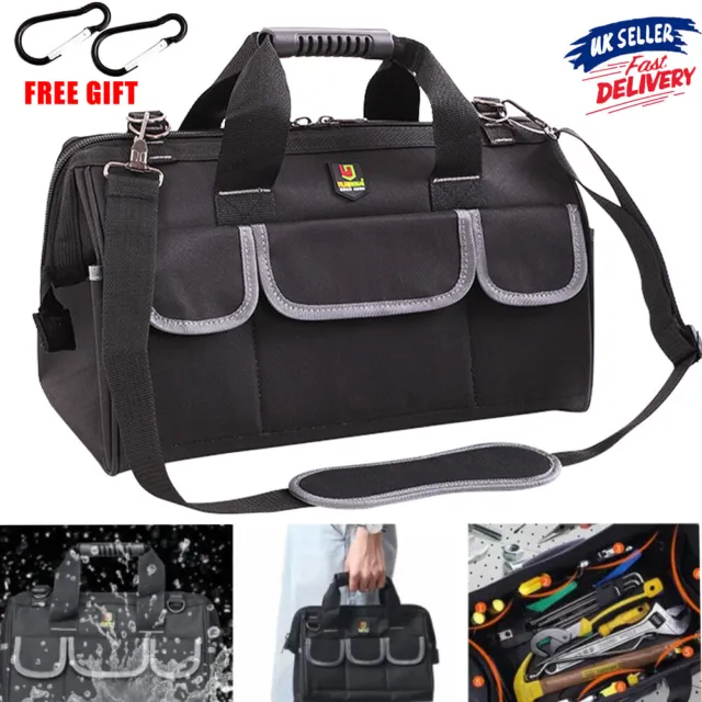 19in Portable Multifunctional Tool Bag Heavy Duty Storage Case w/Shoulder Strap