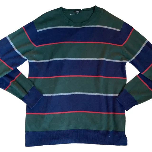 Rails Nordstrom Men’s Size XXL Sweater Crew Neck Green Blue Red Stripe NWOT