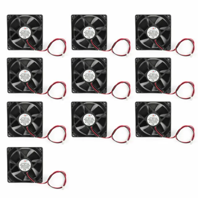 10Pcs DC Brushless Cool PC Computer Fan 12V 8025S 80x80x25mm 0.2A 2 Pin Wire AUS 2