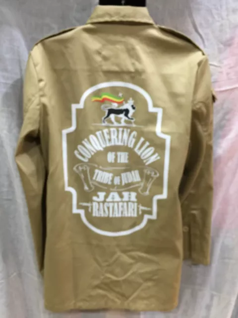 Jah Rastafari Conquering Lion Of The Tribe Of Judah Army Sand Colour Jacket