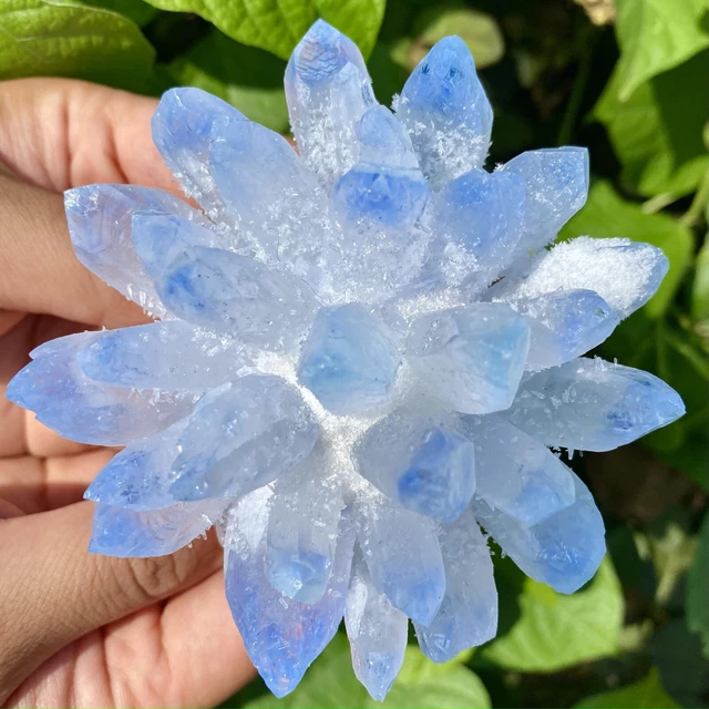 338G New Find sky blue Phantom Quartz Crystal Cluster Mineral Specimen Healing