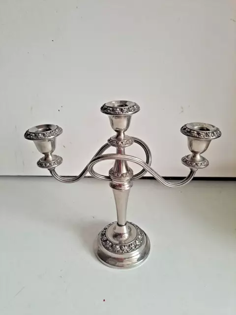 Vintage Silver Plated 3 Sconce Candelabra Candlestick Lanthe Of England