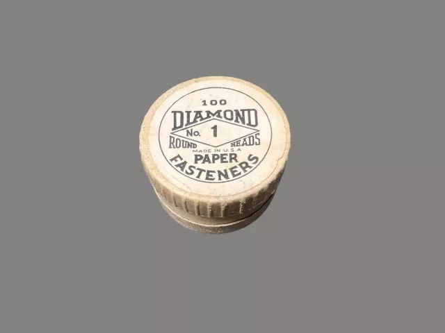 VINTAGE DIAMOND PAPER Fasteners #1 container of 100? Round Head Star ...