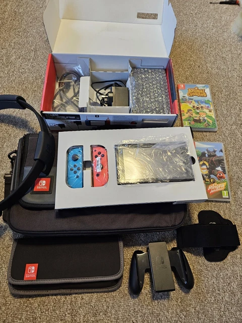 Nintendo Switch Handheld Console (HAC-001) 32GB Neon Blue/Red Joy-Cons READ INFO