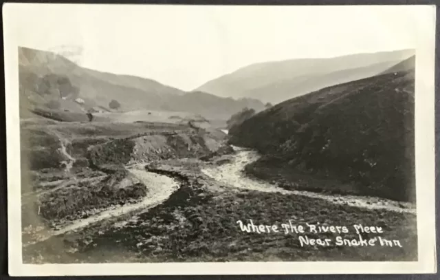 Vintage Rp Postcard. Where The Rivers Meet, Near Snake Inn. In Derbyshire.