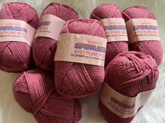 Wangaratta Knitting Mills Australia 8 Ply Pure New Wool X 7 Balls