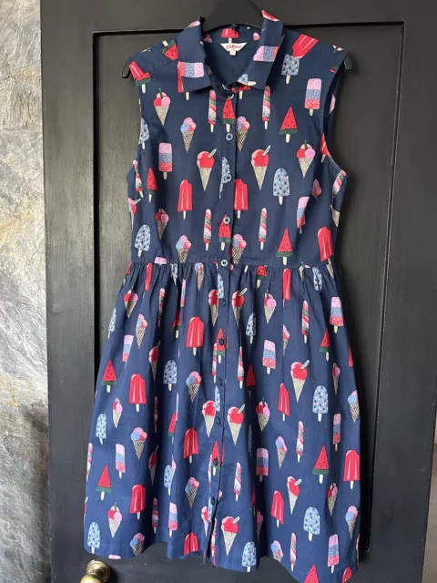 Cath Kidston Ice Lolly Summer Button Tea Dress Size UK 12 Excellent Condition