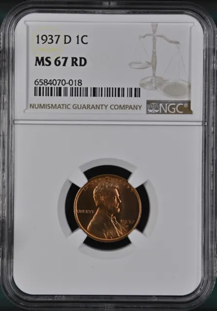 1937 D Lincoln Wheat Cent NGC MS67RD Copper Registry Coin 1C