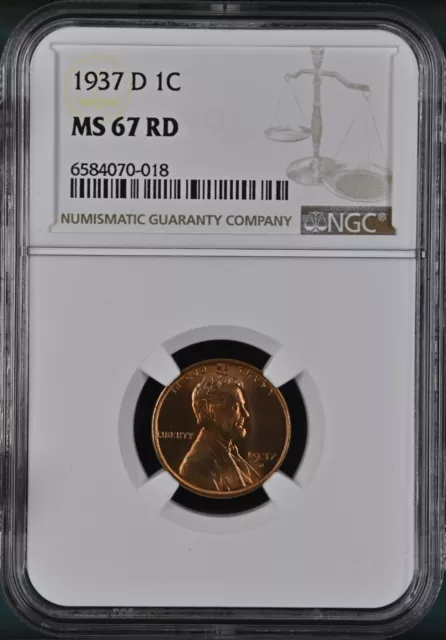 1937 D Lincoln Wheat Cent NGC MS67RD Copper Registry Coin 1C
