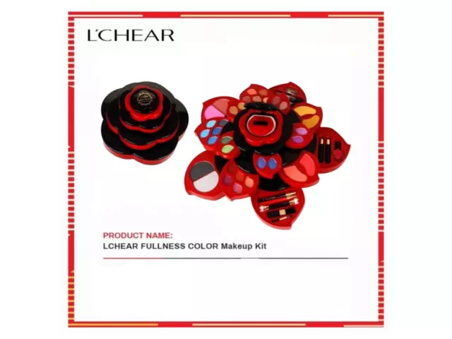 LCHEAR Make-up Set Komplettset Profi LIDSCHATTEN, ROT, PULVER, LIPPENGLANZ