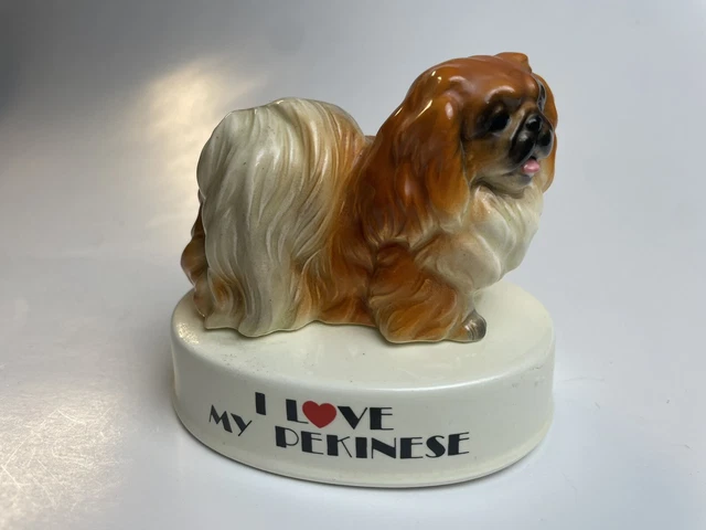 Vintage I Love My Pekinese Dog Figure George Good Porcelain Japan Pekingese