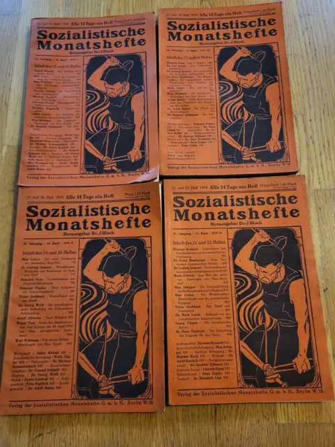 4 Stück Sozialistische Monatshefte Herausgeber Dr. J.Bloch 1919 Heft 15-22