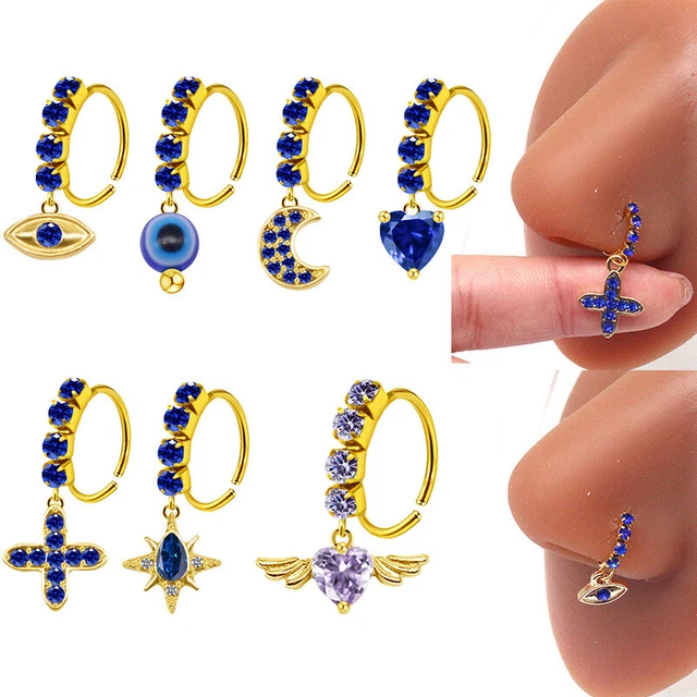 Nose Piercing Nose Clip Dangling Pendant Nose Ring For Women Piercing Jewe,SA