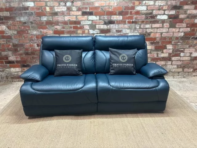 La-Z-Boy Raleigh 3 Seater Power Recliner Sofa with Head Tilt, Blue, Leather