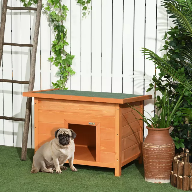 Pawhut 82cm Elevated Dog Kennel Wooden Pet House Outdoor with Open Top 2