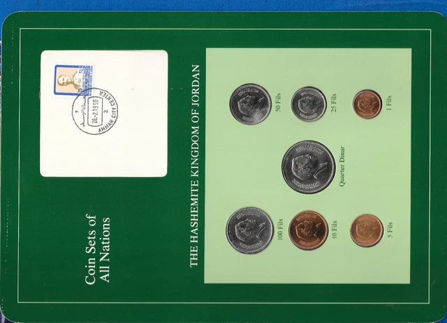 Coin Sets of All Nations Jordan 1978-1989 UNC 1/4 Dinar 1981 1 Fil 1984