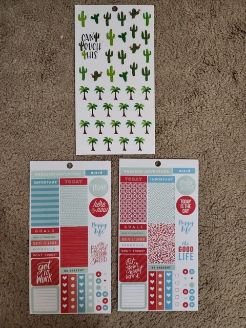 Nautical Beachy Planner Sticker Lot Palm Tree Cactus Red Blue Teal Work School
